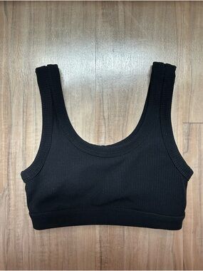 ALO Yoga Black Ribbed Scoop Sports Bralette
